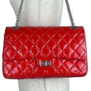 **SOLD**Chanel Reissue 2.55 Flap Bag Crinkled Patent Leather Red